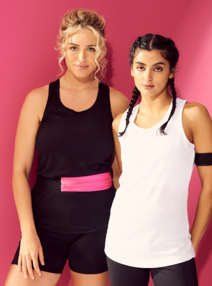 Two female models wearing gym clothing