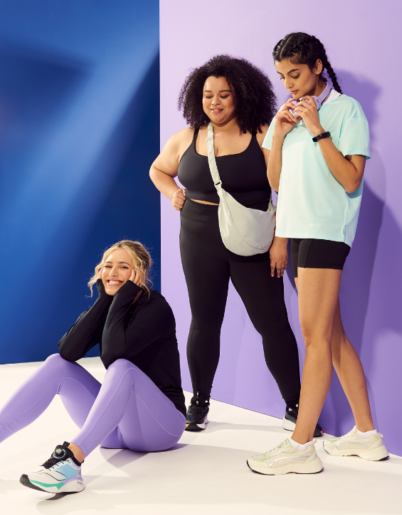Three female models wearing gymwear