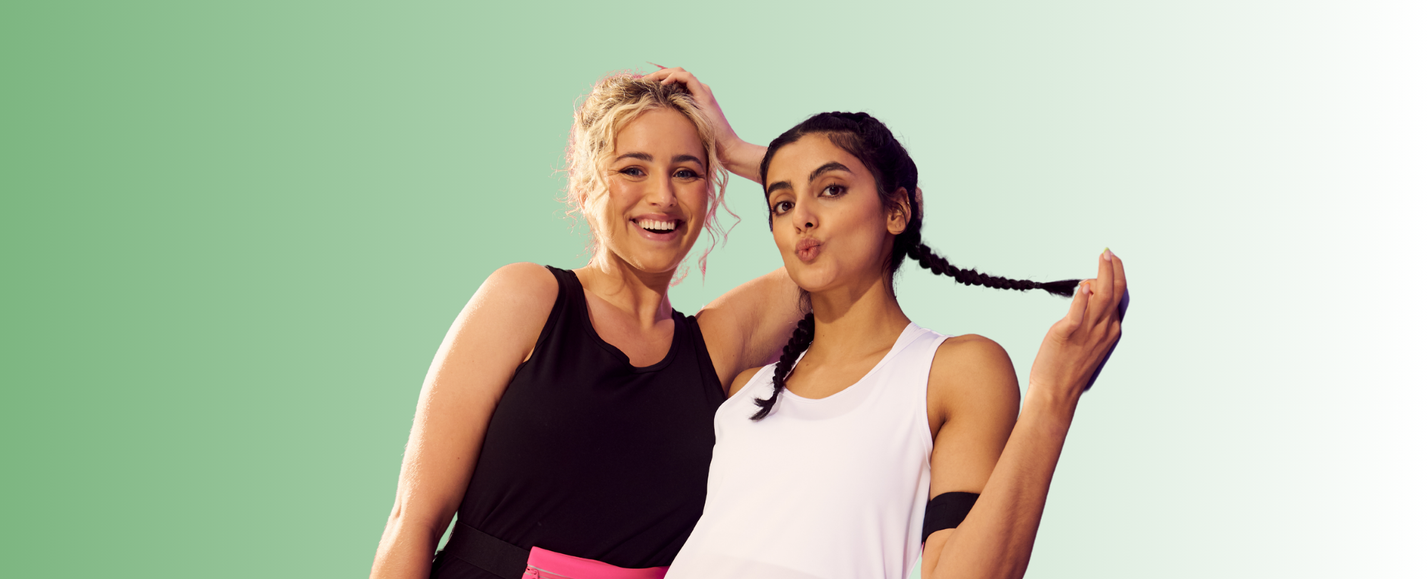 Two female models wearing sports clothing